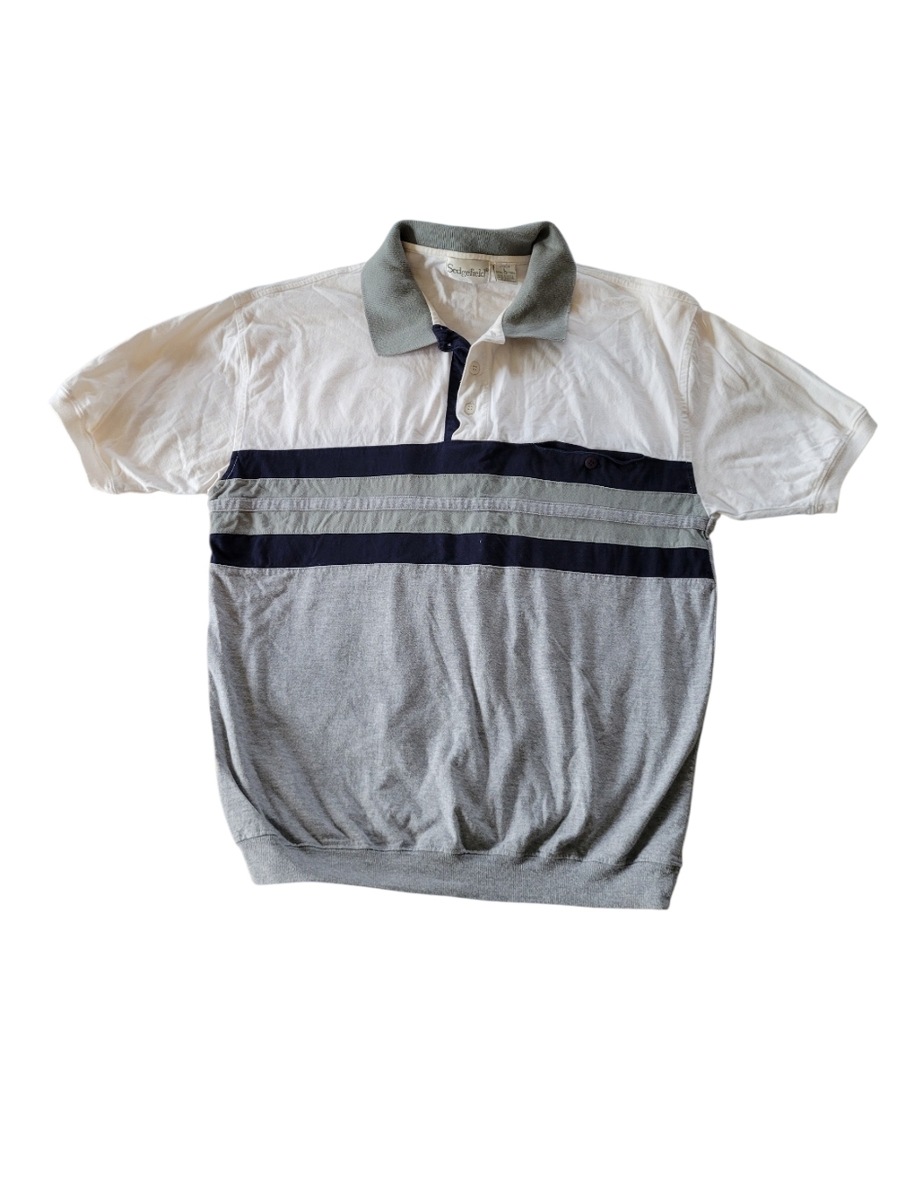 Sedgefield Vintage Mens Polo Short Sleeve Shirt Striped ColorBlock Golf Rugby